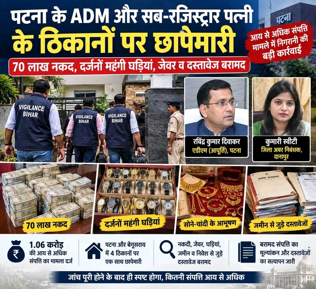 ADM के घर नोटों का ढेर, पत्नी के ठिकानों पर भी छापा